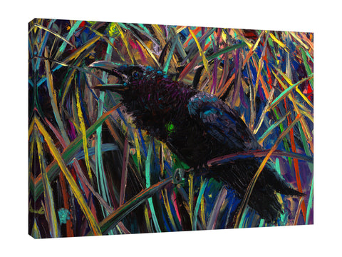 Iris-Scott,Modern & Contemporary,Animals,Landscape & Nature,Abstract,Impressionism,surreal,finger paint,animal,nature,landscape,bird,forest,raven,