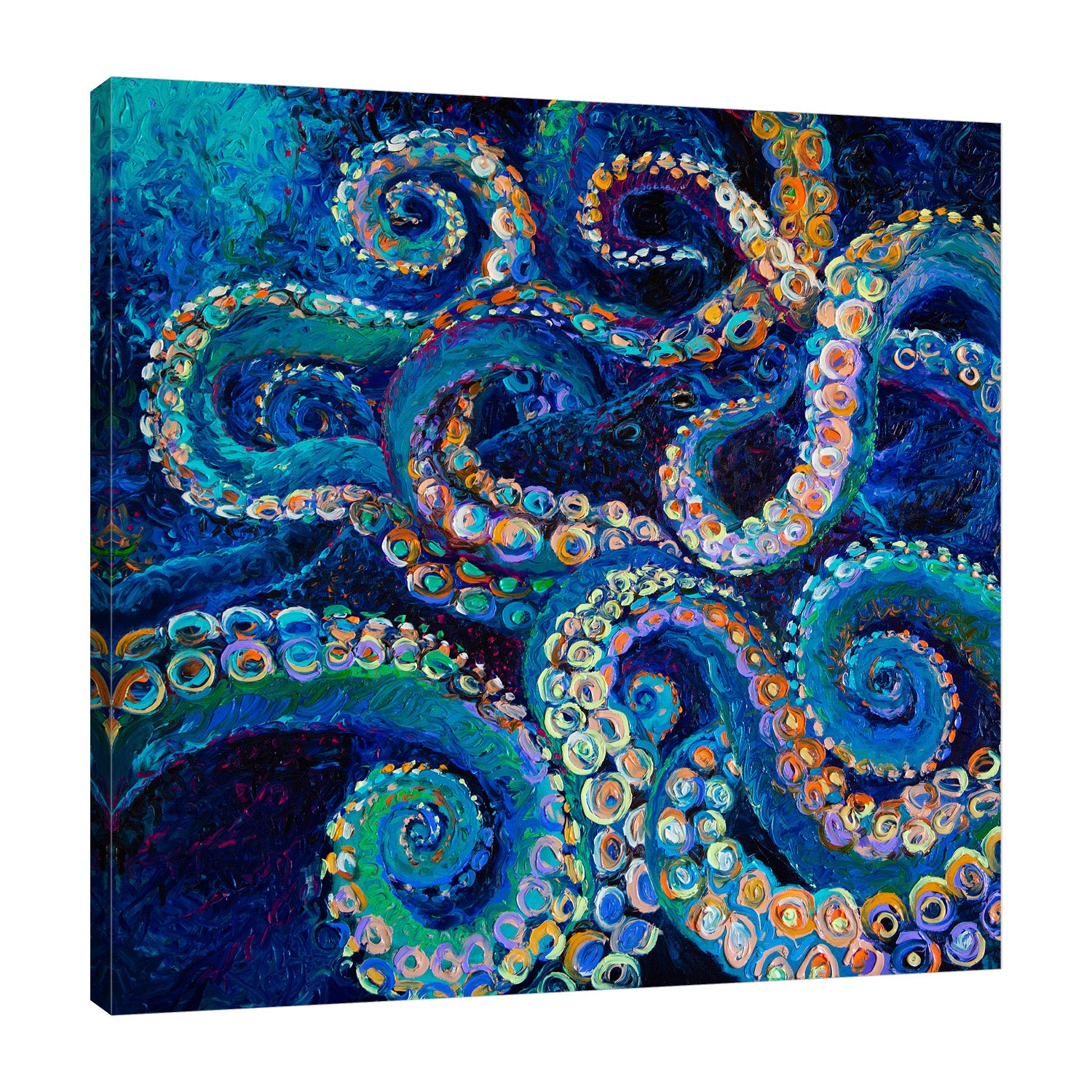 Iris-Scott,Modern & Contemporary,Animals,Nautical & Beach,Impressionism,surreal,finger paint,animal,nature,scenic,landscape,ocean,nautical,fish,coastal,sea,octopus,