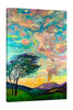 Chiara-Magni,Modern & Contemporary,Landscape & Nature,Finger-paint,trees,portrait,clouds,skies,mountain,green,teal,tree,