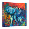 Chiara-Magni,Modern & Contemporary,Animals,Finger-paint,animals,animal,elephant,elephants,family,mother,trees,forests,mammals,red,yellow,green,blue,
