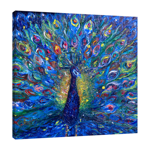 Chiara-Magni,Modern & Contemporary,Animals,Finger-paint,blue,animals,animal,peacocks,peacock,dreamy,feathers,navy,