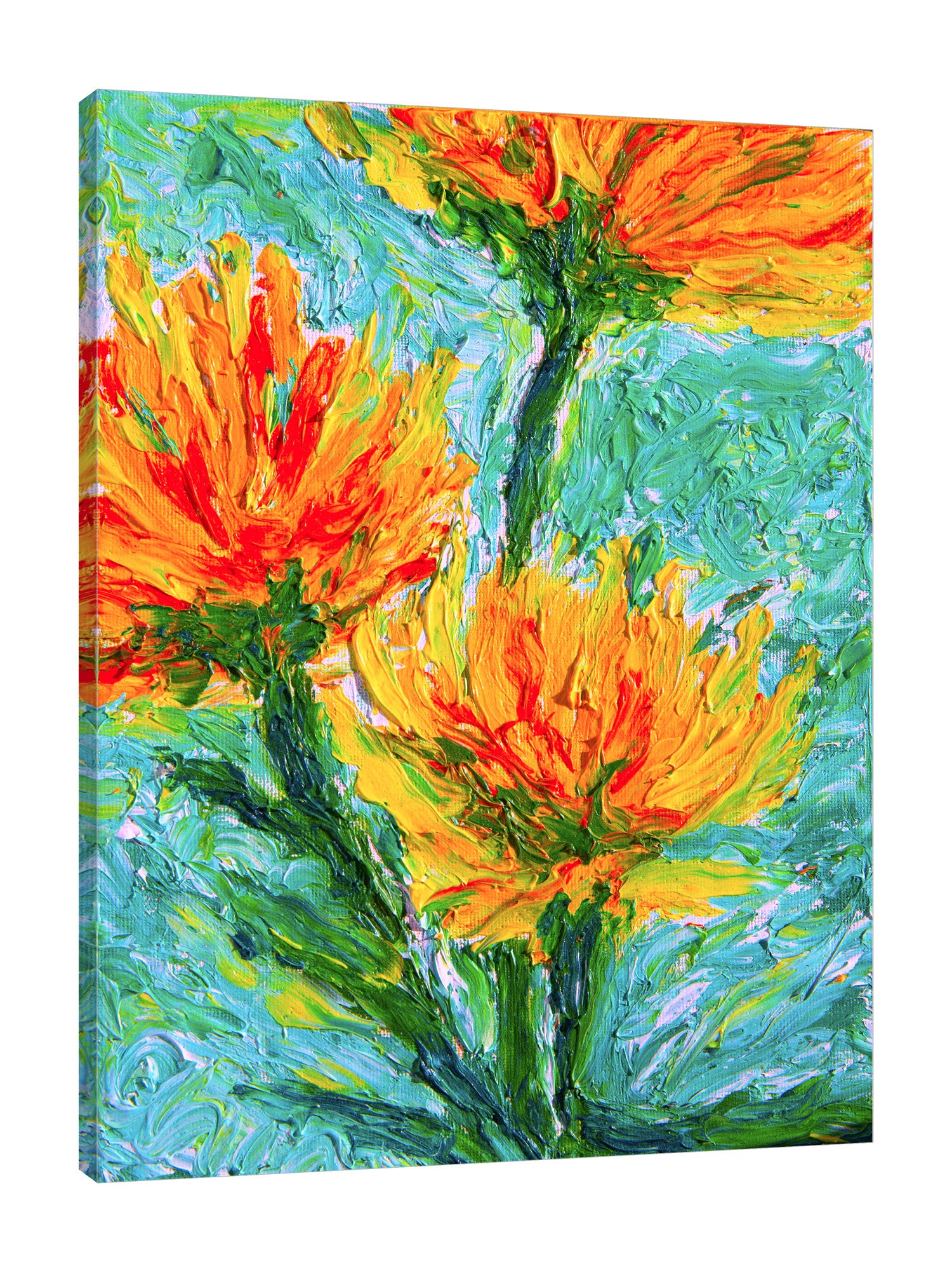 Chiara-Magni,Modern & Contemporary,Floral & Botanical,Finger-paint,florals,flowers,floral,flower,botanical,yellow,orange,red,green,strokes,