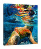 Chiara-Magni,Coastal,Modern & Contemporary,People,Nautical & Beach,Finger-paint,woman,lady,bathing suit,coastal,water,swimming,floating,float,blue,