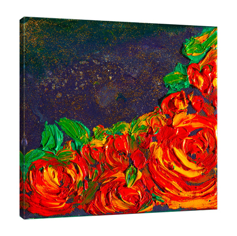 Chiara-Magni,Modern & Contemporary,Floral & Botanical,Finger-paint,florals,floral,flowers,flower,red,orange,leaves,green,botanical,night,skies,stars,star,violet,