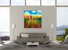 Chiara-Magni,Modern & Contemporary,Landscape & Nature,Finger-paint,trees,view,eyeview,tree,farm,blue,orange,green,landscape,