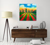 Chiara-Magni,Modern & Contemporary,Landscape & Nature,Finger-paint,trees,view,eyeview,tree,farm,blue,orange,green,landscape,
