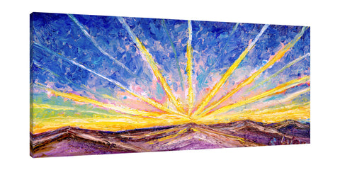 Chiara-Magni,Modern & Contemporary,Landscape & Nature,Finger-paint,landscapes,scenery,mountains,mountain,blue,violet,yellow,glory,