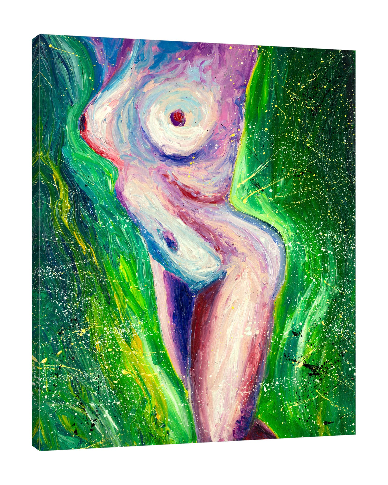 Chiara-Magni,Modern & Contemporary,People,Finger-paint,erotic,woman,lady,splatters,green,olive,violet,white,