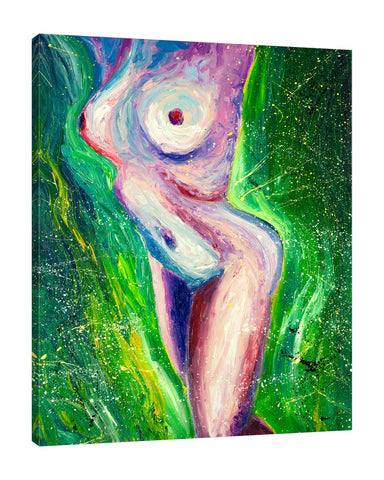 Chiara-Magni,Modern & Contemporary,People,Finger-paint,erotic,woman,lady,splatters,green,olive,violet,white,