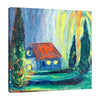 Chiara-Magni,Modern & Contemporary,Landscape & Nature,Finger-paint,house,houses,home,trees,garden,blue,green,yellow,orange,