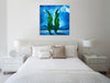 Chiara-Magni,Modern & Contemporary,Landscape & Nature,Finger-paint,trees,tree,blue,black,mountains,skies,clouds,green,white,