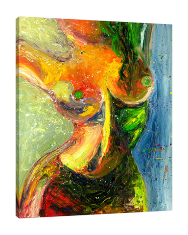 Chiara-Magni,Modern & Contemporary,People,Finger-paint,erotic,woman,lady,green,blue,splatters,black,red,yellow,orange,