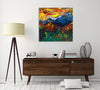 Chiara-Magni,Modern & Contemporary,Abstract,Finger-paint,abstract,mountains,geometric,blue,red,green,navy,teal,yellow,