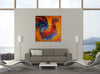 Chiara-Magni,Modern & Contemporary,Animals,Finger-paint,chicken,chickens,hens,animals,animal,farm animal,rooster,roosters,red,orange,yellow,feather,
