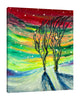 Chiara-Magni,Modern & Contemporary,Landscape & Nature,Finger-paint,trees,tree,snow,snowing,snowy,red,green,olive,white,red,