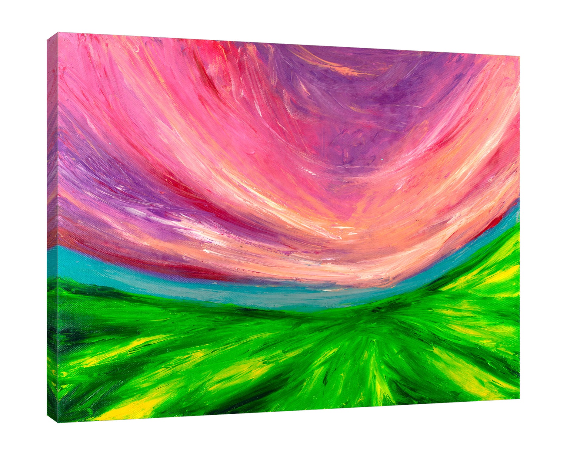 Chiara-Magni,Modern & Contemporary,Abstract,Landscape & Nature,Finger-paint,pink,green,skies,blue,fields,violet,lines,abstract,
