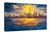 Chiara-Magni,Coastal,Modern & Contemporary,Buildings & Cityscapes,Nautical & Beach,Finger-paint,lanscapes,buildings,skyscrapers,skies,clouds,coastal,blue,yellow,skyscrapes,