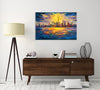 Chiara-Magni,Coastal,Modern & Contemporary,Buildings & Cityscapes,Nautical & Beach,Finger-paint,lanscapes,buildings,skyscrapers,skies,clouds,coastal,blue,yellow,skyscrapes,