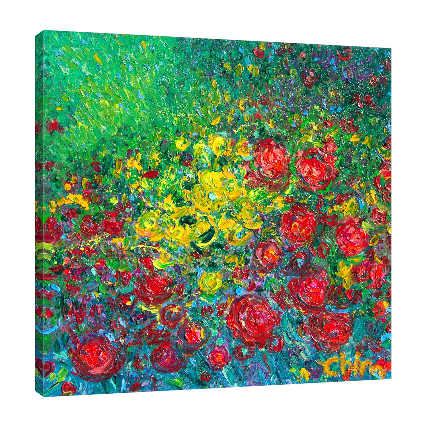 Chiara-Magni,Modern & Contemporary,Floral & Botanical,Finger-paint,florals,floral,flowers,flower,red,yellow,green,botanical,leaves,
