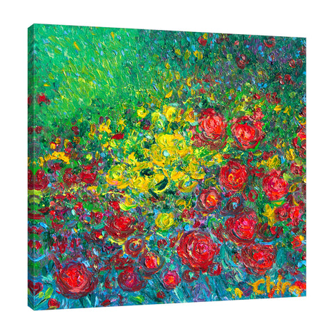 Chiara-Magni,Modern & Contemporary,Floral & Botanical,Finger-paint,florals,floral,flowers,flower,red,yellow,green,botanical,leaves,