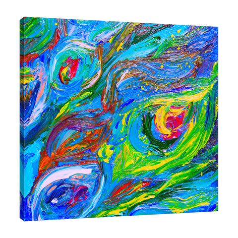 Chiara-Magni,Modern & Contemporary,Abstract,Finger-paint,swirls,lines,splatters,dots,blue,green,yellow,red,