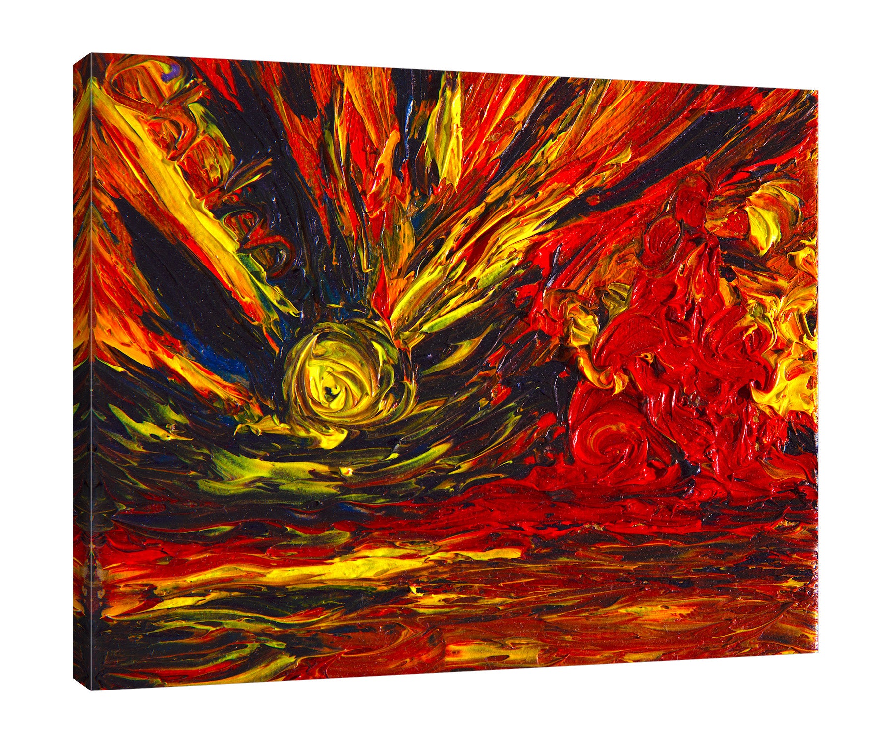 Chiara-Magni,Modern & Contemporary,Landscape & Nature,Finger-paint,rays,sun,red,ray,black,yellow,fingerpaints,paint,