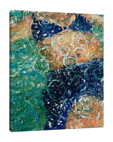 Chiara-Magni,Modern & Contemporary,People,Fashion,Finger-paint,woman,women,lady,bathing suit,river,rivers,coastal,blue,circles,green,