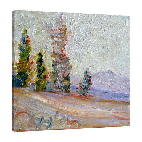 Chiara-Magni,Modern & Contemporary,Landscape & Nature,Finger-paint,trees,mountains,violet,lines,fingerpaint,gray,grey,