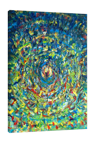 Chiara-Magni,Modern & Contemporary,Abstract,Finger-paint,egg,beginning,abstract,lines,pattern,green,blue,teal,
