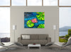 Chiara-Magni,Coastal,Modern & Contemporary,Floral & Botanical,Nautical & Beach,Finger-paint,coastal,lillies,lily pads,lily pad,water lillies,water lily,florals,floral,flower,flowers,splatters,blue,green,pink,black,
