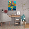 Iris-Scott,Modern & Contemporary,Floral & Botanical,Animals,sunflowers,sunflower,vases,vase,vessel,vessels,animals,animal,peacocks,peacock,blue,black,tree,flowers,flower,florals,floral,bouquets,bouquet,leaves,leaf,black,blue,yellow,