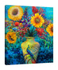 Iris-Scott,Modern & Contemporary,Floral & Botanical,Animals,sunflowers,sunflower,vases,vase,vessel,vessels,animals,animal,peacocks,peacock,blue,black,tree,flowers,flower,florals,floral,bouquets,bouquet,leaves,leaf,black,blue,yellow,