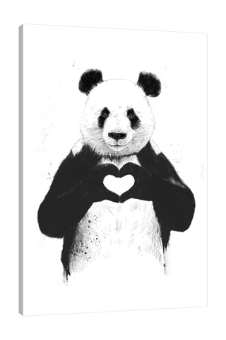 Balazs-Solti,Modern & Contemporary,Animals,animals,animal,panda,black and white,heart,hearts,pandas,Red,Mist Gray,Black,Tan Orange,White