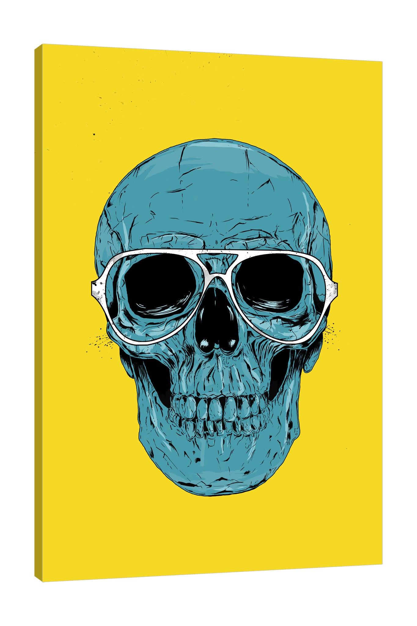 Balazs-Solti,Modern & Contemporary,Entertainment,skull,skulls,bones,bone,sunglasses,sunglass,eyeglass,eyeglasses,lines,white,black,blue,yellow,Tan White,Turquoise Blue,White,Red