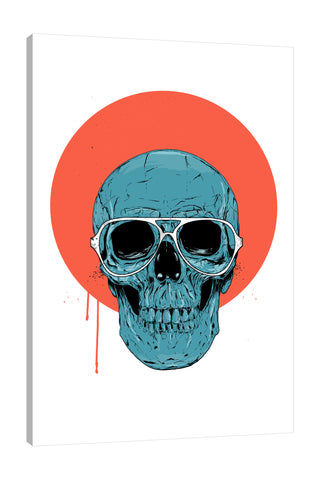 Balazs-Solti,Modern & Contemporary,Entertainment,skull,skulls,bones,bone,sunglasses,sunglass,eyeglass,eyeglasses,lines,white,black,blue,red,paint drips,paint drip,drips,drip,Red,White,Gray