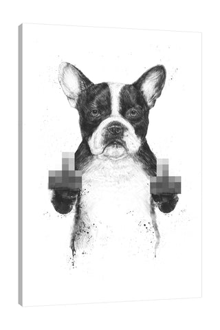 Balazs-Solti,Modern & Contemporary,Animals,animals,animal,paint drips,paint drip,horns,horn,dog,dogs,black and white,censored,censor,splatter,splatters,Mist Gray,Charcoal Gray,White