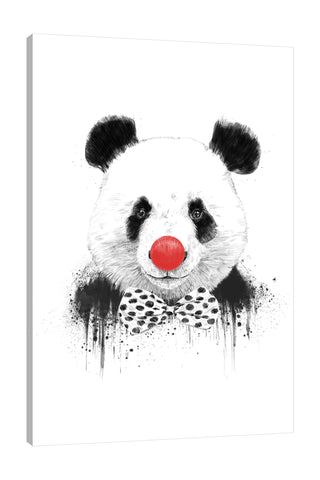 Balazs-Solti,Modern & Contemporary,Animals,Entertainment,animals,animal,panda,pandas,clown,clowns,nose balls,nose ball,paint drips,paint drip,drips,drip,bow,bows,polka dots,polka dot,dots,dot,black and white,Mist Gray,Tan Orange,Black,White