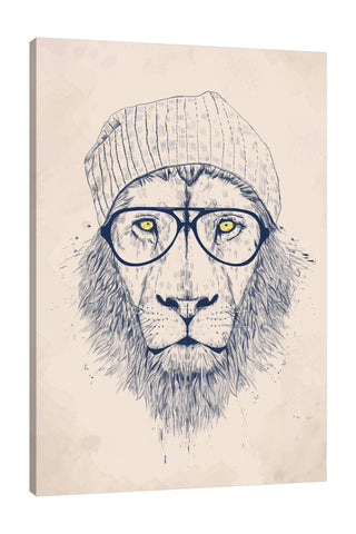 Balazs-Solti,Modern & Contemporary,Animals,Fashion,Entertainment,animals,animal,lion,lions,hat,eyeglass,eyeglasses,brown,beige,drawing,Mist Gray,White,Baby Blue,Gray,Charcoal Gray,Red,Black