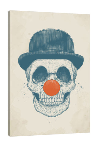 Balazs-Solti,Modern & Contemporary,People,Entertainment,clown,skull,skulls,bones,bone,hat,hats,beige,cream,orange,ball,nose ball,Mist Gray,Gray,Black,Charcoal Gray,Slate Gray,Baby Blue,Pale Green,White