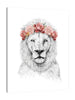 Balazs-Solti,Modern & Contemporary,Animals,Floral & Botanical,animals,animal,lion,lions,floral,florals,flowers,flower,red,pink,Red,White,Gray,Salmon Pink