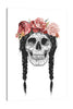 Balazs-Solti,Modern & Contemporary,People,Floral & Botanical,skull,skulls,bones,bone,hair,braids,braid,florals,floral,flower,flowers,leaves,leaf,Red,Mist Gray,Blue,Ivory White,Gray