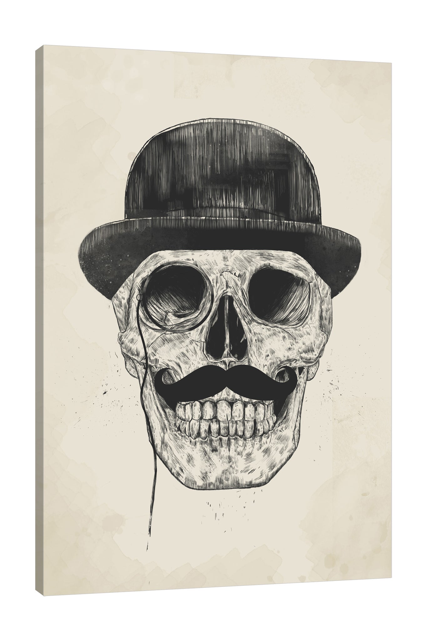 Balazs-Solti,Modern & Contemporary,People,Fashion,bones,bone,skulls,skull,hat,brown,beige,lines,line,hats,gentleman,gentlemen,mustache,mustaches,Mist Gray,Gray,Green,Charcoal Gray,Blue,White