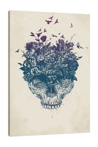 Balazs-Solti,Modern & Contemporary,Animals,Floral & Botanical,People,bones,bone,skulls,skull,florals,floral,flower,flowers,birds,bird,animals,animal,Mist Gray,White,Gray,Black,Teal Blue,Lime Green,Purple,Charcoal Gray