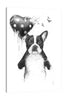 Balazs-Solti,Modern & Contemporary,Animals,animals,animal,pug,pugs,birds,bird,balloons,balloon,hearts,heart,paint drips,paint drip,drips,drip,spots,spot,Tan Orange,Charcoal Gray,White