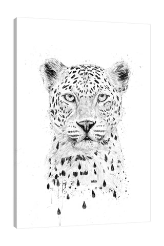Balazs-Solti,Modern & Contemporary,Animals,animals,animal,spots,spot,paint drips,leopard,leopards,strokes,stroke,drips,drip,White,Gray
