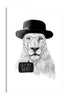 Balazs-Solti,Modern & Contemporary,Animals,Humor,animals,animal,lion,lion,eyeglass,eyeglasses,glasses,words,words and phrases,hats,hat,black and white,Mist Gray,Coral Pink,Black,White