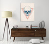 Balazs-Solti,Modern & Contemporary,People,Geometric,people,skull,skulls,triangles,triangle,shapes,shape,cream,beige,paint drips,paint drip,drips,drip,Mist Gray,Tan White,Purple,Blue,Salmon Pink,White,Gray
