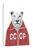 Balazs-Solti,Modern & Contemporary,Animals,animals,animal,lion,lions,cccp,soviet,red jacket,red,jacket,jackets,Red,Mist Gray,Brown,Gray