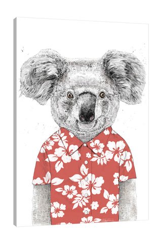 Balazs-Solti,Modern & Contemporary,Fashion,Floral & Botanical,Animals,animals,animal,koala,koalas,floral,florals,flower,flowers,red,polo,Red,Mist Gray,Gray