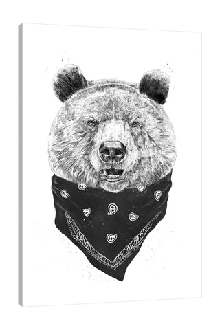 Balazs-Solti,Modern & Contemporary,Animals,animals,animal,bear,bears,bandana,bandanas,black and white,stroke,Red,Mist Gray,Teal Blue